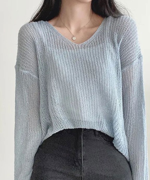 SallyLunn（サリーラン）の「ボートネックサマーニットプルオーバー（Tシャツ/カットソー・レディース・ベージュ/ホワイト/ピンク/ブルー/ブラック・FREE）」の9枚目の写真