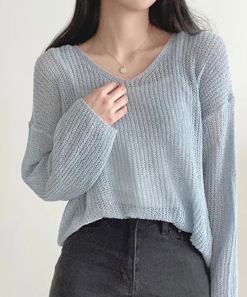 SallyLunn（サリーラン）の「ボートネックサマーニットプルオーバー（Tシャツ/カットソー・レディース・ベージュ/ホワイト/ピンク/ブルー/ブラック・FREE）」の8枚目の写真
