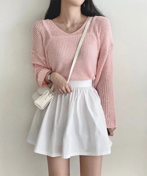SallyLunn（サリーラン）の「ボートネックサマーニットプルオーバー（Tシャツ/カットソー・レディース・ベージュ/ホワイト/ピンク/ブルー/ブラック・FREE）」の19枚目の写真