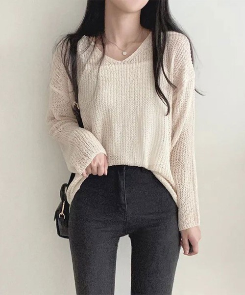 SallyLunn（サリーラン）の「ボートネックサマーニットプルオーバー（Tシャツ/カットソー・レディース・ベージュ/ホワイト/ピンク/ブルー/ブラック・FREE）」の22枚目の写真