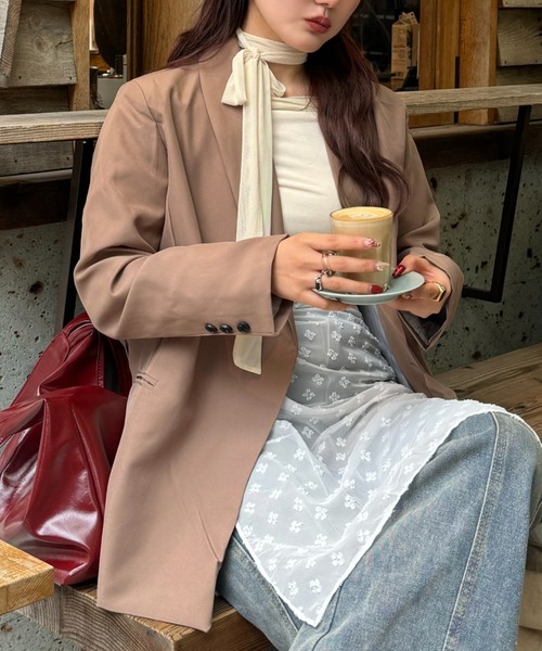 efill（エフィル）の「ウエスト ベルト付き テーラード ジャケット（テーラードジャケット・レディース・ブラウン/ホワイト/ブラック・FREE）」の19枚目の写真