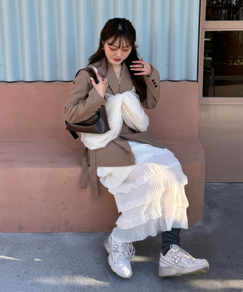 efill（エフィル）の「ウエスト ベルト付き テーラード ジャケット（テーラードジャケット・レディース・ブラウン/ホワイト/ブラック・FREE）」の17枚目の写真