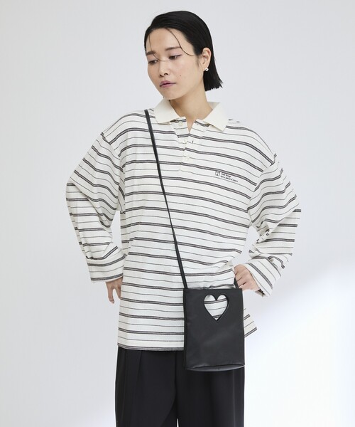 Firsthand(ファーストハンド)の「MA Firsthand/マ ファーストハンド POLO BORDER PO / ポロボーダープルオーバーシャツ(ポロシャツ・レディース・ホワイト/サックスブルー/ネイビー・FREE)」の1枚目の写真