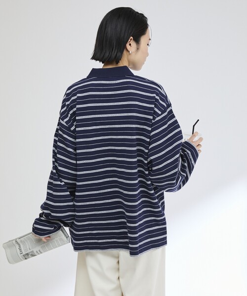 Firsthand(ファーストハンド)の「MA Firsthand/マ ファーストハンド POLO BORDER PO / ポロボーダープルオーバーシャツ(ポロシャツ・レディース・ホワイト/サックスブルー/ネイビー・FREE)」の17枚目の写真