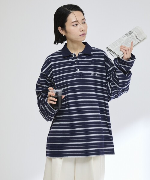 Firsthand(ファーストハンド)の「MA Firsthand/マ ファーストハンド POLO BORDER PO / ポロボーダープルオーバーシャツ(ポロシャツ・レディース・ホワイト/サックスブルー/ネイビー・FREE)」の19枚目の写真