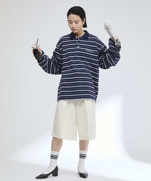 Firsthand(ファーストハンド)の「MA Firsthand/マ ファーストハンド POLO BORDER PO / ポロボーダープルオーバーシャツ(ポロシャツ・レディース・ホワイト/サックスブルー/ネイビー・FREE)」の21枚目の写真