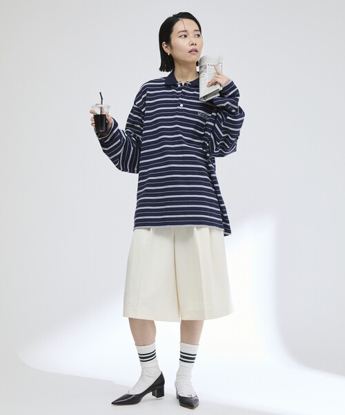 Firsthand(ファーストハンド)の「MA Firsthand/マ ファーストハンド POLO BORDER PO / ポロボーダープルオーバーシャツ(ポロシャツ・レディース・ホワイト/サックスブルー/ネイビー・FREE)」の22枚目の写真