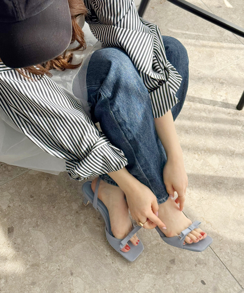 LE TALON（ルタロン）の「《WEB限定》Le decore / ル デコレ lady ribbon サンダル（サンダル・レディース・アイボリー/サックスブルー/ブラック×ブラック・SMALL/MEDIUM/LARGE）」の15枚目の写真