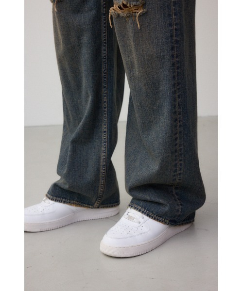 AZUL by moussy（アズールバイマウジー）の「AZUL DENIM クラッシュヴィンテージワイド（デニムパンツ・メンズ・ライトブルー/ブルー・MEDIUM/LARGE）」の12枚目の写真