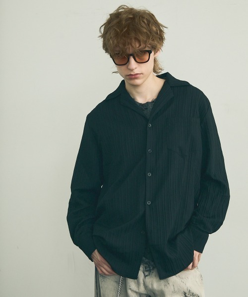 Shoowtime(ショウタイム)の「Same color striped pattern long sleeve shirt / サムカラーストライプパターンロングスリーブシャツ(シャツ/ブラウス・メンズ・ブルー/ブラウン/ホワイト/ブラック・MEDIUM/X-LARGE/LARGE)」の19枚目の写真