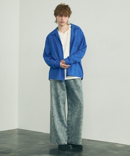 diante ストライプ ロールスリーブ シャツ collared-players-long-sleeve-t