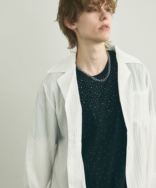 Shoowtime(ショウタイム)の「Same color striped pattern long sleeve shirt / サムカラーストライプパターンロングスリーブシャツ(シャツ/ブラウス・メンズ・ブルー/ブラウン/ホワイト/ブラック・MEDIUM/X-LARGE/LARGE)」の9枚目の写真