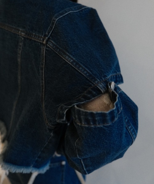 セール】cropped slit denim jacket（デニムジャケット）｜HONEY