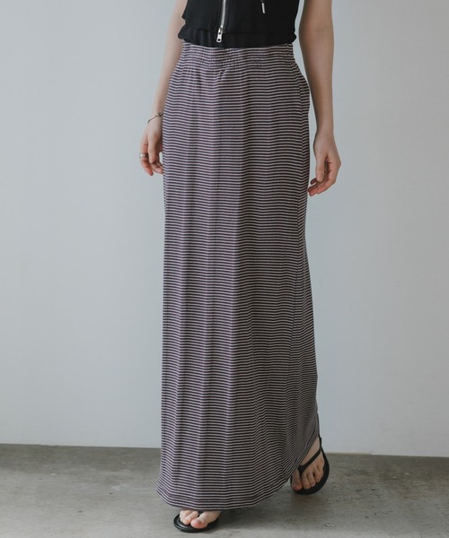 MILLER(ミラー)の「R.P.miller/ミラー Prib Skirt スカート 2026年 夏 夏服 秋服(スカート・レディース・ストーン/ブラック/ブラウン系その他/グレー・FREE)」の4枚目の写真