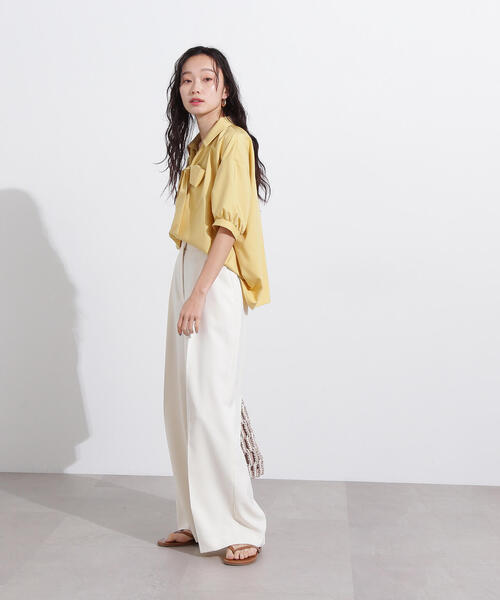 N.(N. Natural Beauty Basic)(エヌエヌナチュラルビューティーベーシック)の「スキッパーリボンタイ半袖ブラウス(シャツ/ブラウス・レディース・ネイビー/イエロー/ブルー・MEDIUM)」の13枚目の写真