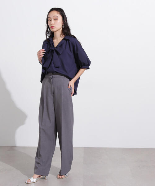 N.(N. Natural Beauty Basic)(エヌエヌナチュラルビューティーベーシック)の「スキッパーリボンタイ半袖ブラウス(シャツ/ブラウス・レディース・ネイビー/イエロー/ブルー・MEDIUM)」の17枚目の写真