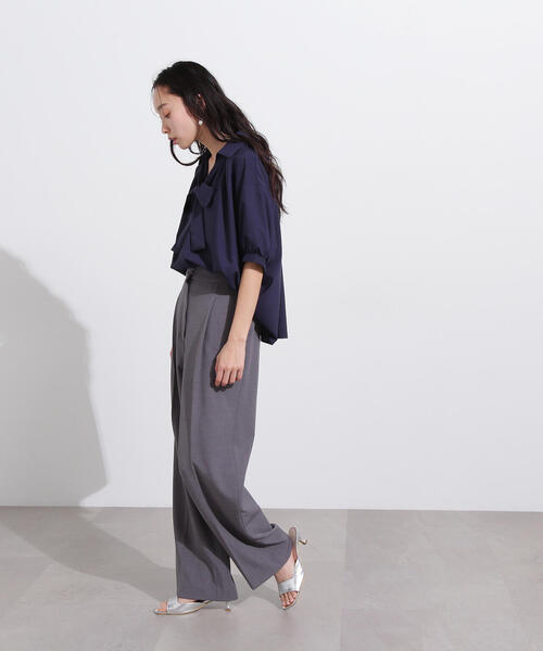 N.(N. Natural Beauty Basic)(エヌエヌナチュラルビューティーベーシック)の「スキッパーリボンタイ半袖ブラウス(シャツ/ブラウス・レディース・ネイビー/イエロー/ブルー・MEDIUM)」の21枚目の写真