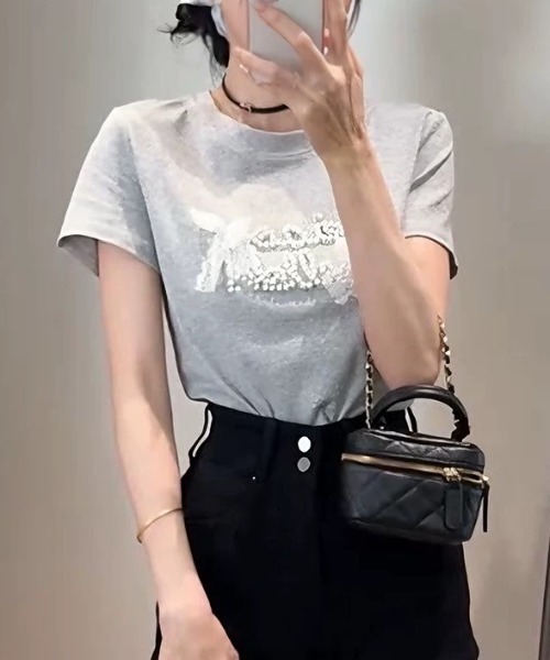 ampm(エーエムピーエム)の「リボンロゴSSカットソー(Tシャツ/カットソー・レディース・グレー/ブラック/ライトグレー/ホワイト・FREE)」の17枚目の写真