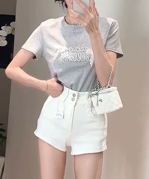 ampm(エーエムピーエム)の「リボンロゴSSカットソー(Tシャツ/カットソー・レディース・グレー/ブラック/ライトグレー/ホワイト・FREE)」の18枚目の写真