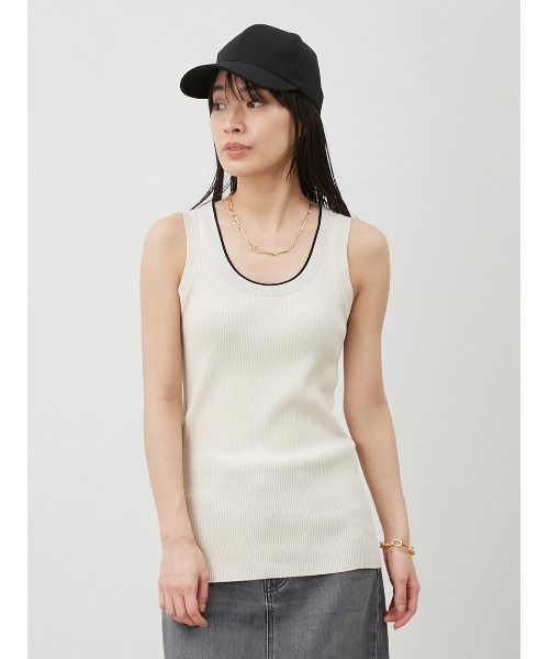 Mila Owen(ミラオーウェン)の「2WAYレイヤードドッキングニットタンク(タンクトップ・レディース・グレー/アイボリー/ブラック/レッド・0/1)」の6枚目の写真