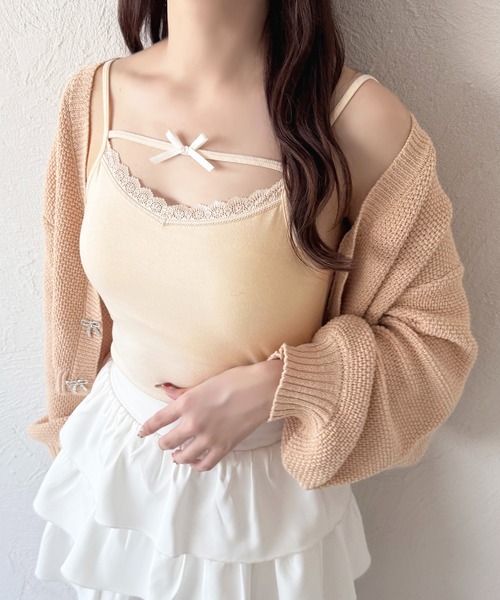 apres jour（アプレジュール）の「変形リボンキャミインナー（キャミソール・レディース・ブラック/アイボリー/ホワイト・フリー/X-LARGE）」の2枚目の写真