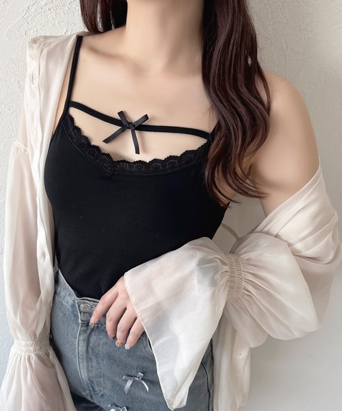 apres jour（アプレジュール）の「変形リボンキャミインナー（キャミソール・レディース・ブラック/アイボリー/ホワイト・フリー/X-LARGE）」の3枚目の写真