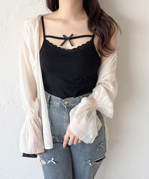 apres jour（アプレジュール）の「変形リボンキャミインナー（キャミソール・レディース・ブラック/アイボリー/ホワイト・フリー/X-LARGE）」の6枚目の写真