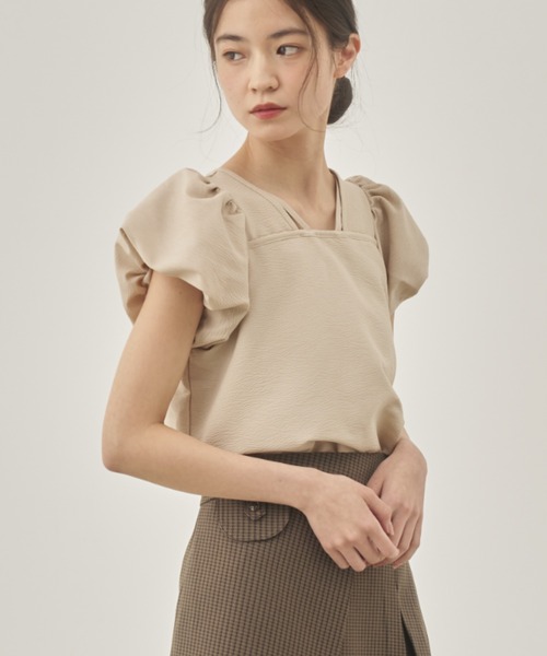 moi tytto(モイテュット)の「リバーシブルパフデザインブラウス(シャツ/ブラウス・レディース・ベージュ/オレンジ/ナチュラル・FREE)」の4枚目の写真