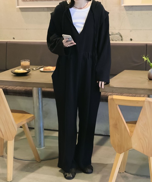 2way V-neck hood all in one outfit / 2way 深Vネック