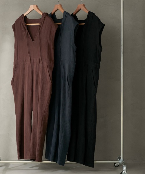 2way V-neck hood all in one outfit / 2way 深Vネック