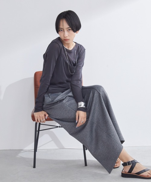 Aunt Marie's(アントマリーズ)の「キャミレイヤードシアートップス/カットソー(Tシャツ/カットソー・レディース・チャコールグレー/ブルー/アイボリー・FREE)」の21枚目の写真
