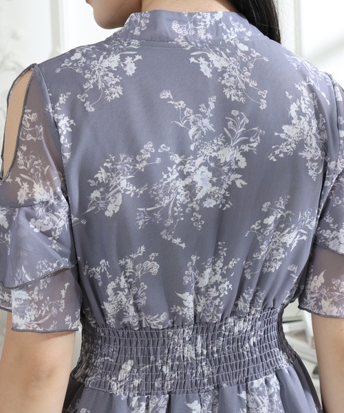 Lace Ladies(レースレディース)の「花柄 袖コンシャス フリル スタンドカラー ワンピース(ワンピース・レディース・グレー/ピンク/ブラック・FREE/S)」の14枚目の写真