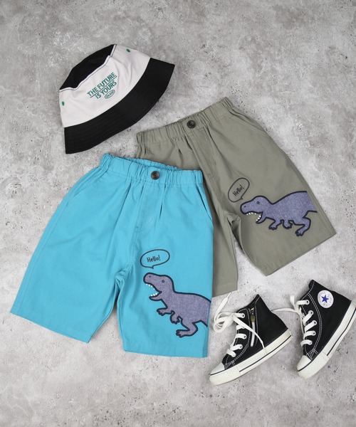 DILASH（ディラッシュ）の「恐竜アップリケ5分丈パンツ（その他パンツ・キッズ・ターコイズブルー/カーキ・90/100/110/120/80/130）」の4枚目の写真