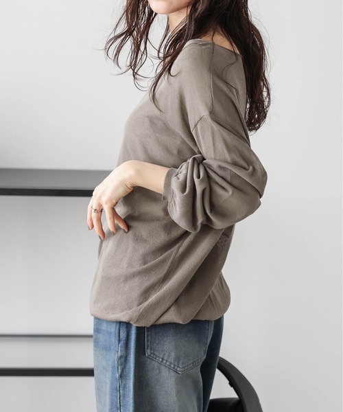 SUGAR BISKET(シュガービスケット)の「Vネックシアーニットトップス(Tシャツ/カットソー・レディース・ブルー/アイボリー系/グレー/モカ/ブラック/ライトブルー・フリー)」の15枚目の写真