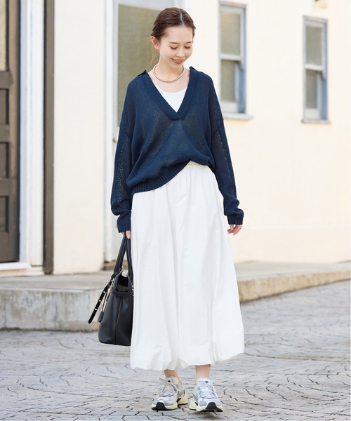 SLOBE IENA(スローブイエナ)の「《WEB限定/追加2》バルーンイージースカート(スカート・レディース・ネイビー/ホワイト・FREE)」の18枚目の写真