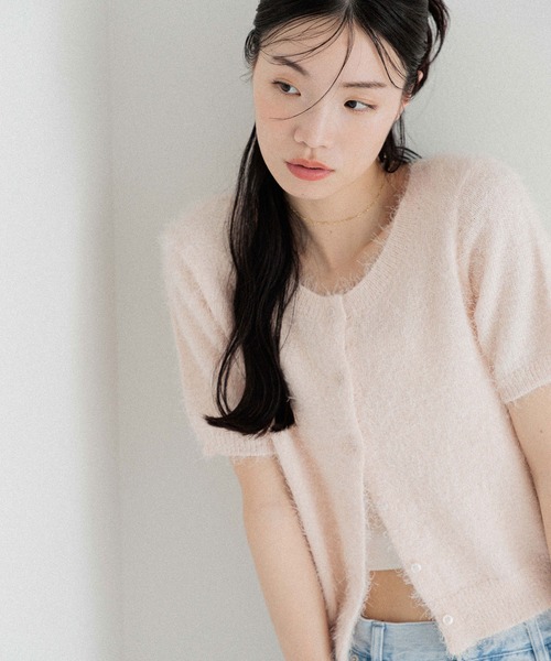 Heather（ヘザー）の「2WAYシャギーカーディガン（半袖）　452634（カーディガン/ボレロ・レディース・オフホワイト/ブルー/ピンク/レッド・FREE）」の4枚目の写真