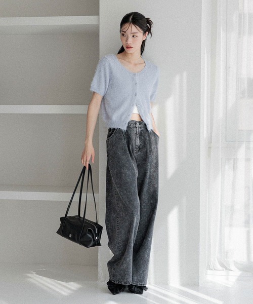 Heather（ヘザー）の「2WAYシャギーカーディガン（半袖）　452634（カーディガン/ボレロ・レディース・オフホワイト/ブルー/ピンク/レッド・FREE）」の7枚目の写真