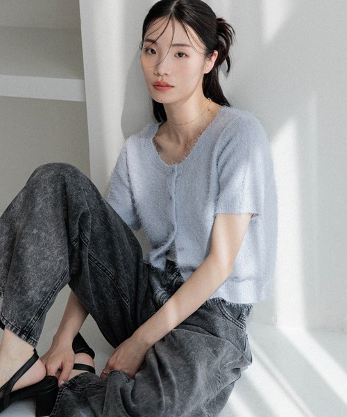 Heather（ヘザー）の「2WAYシャギーカーディガン（半袖）　452634（カーディガン/ボレロ・レディース・オフホワイト/ブルー/ピンク/レッド・FREE）」の5枚目の写真