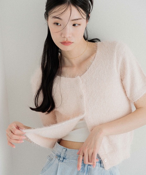 Heather（ヘザー）の「2WAYシャギーカーディガン（半袖）　452634（カーディガン/ボレロ・レディース・オフホワイト/ブルー/ピンク/レッド・FREE）」の11枚目の写真