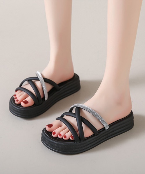 Miniministore（ミニミニストア）の「ストラップサンダル レディース 厚底 夏（サンダル・レディース・ブラック/アイボリー・22.5cm/23.0cm/23.5cm/24.0cm/24.5cm/25.0cm）」の3枚目の写真