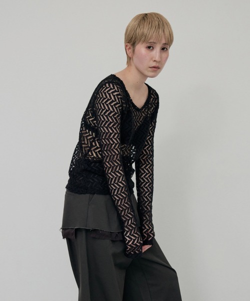 lit（リット）の「Lace Jacquard Tops（シャツ/ブラウス・レディース・ブラック/アイボリー・FREE）」の17枚目の写真