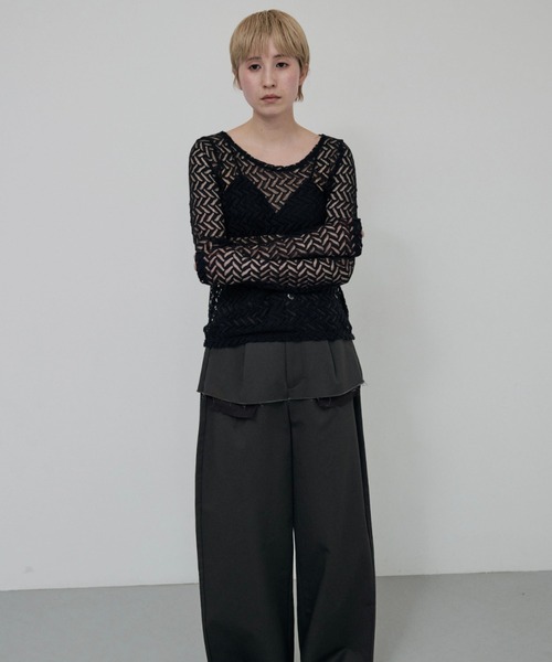 lit（リット）の「Lace Jacquard Tops（シャツ/ブラウス・レディース・ブラック/アイボリー・FREE）」の16枚目の写真