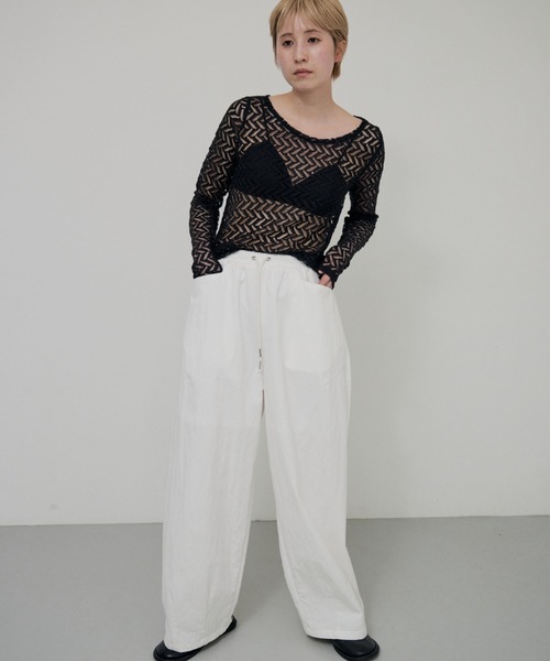 lit（リット）の「Lace Jacquard Tops（シャツ/ブラウス・レディース・ブラック/アイボリー・FREE）」の11枚目の写真