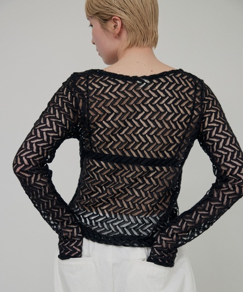 lit（リット）の「Lace Jacquard Tops（シャツ/ブラウス・レディース・ブラック/アイボリー・FREE）」の10枚目の写真