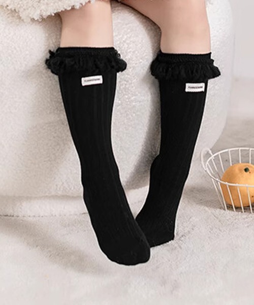 aimoha（アイモハ）の「【aimoha-KIDS-】フリンジリブソックス（ソックス/靴下・キッズ・ブラウン/ブラック/ベージュ/ライトグレー/ホワイト/モカ/ダークグレー/バーガンディー・FREE）」の14枚目の写真