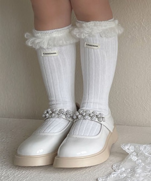 aimoha（アイモハ）の「【aimoha-KIDS-】フリンジリブソックス（ソックス/靴下・キッズ・ブラウン/ブラック/ベージュ/ライトグレー/ホワイト/モカ/ダークグレー/バーガンディー・FREE）」の16枚目の写真