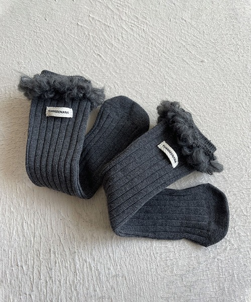 aimoha（アイモハ）の「【aimoha-KIDS-】フリンジリブソックス（ソックス/靴下・キッズ・ブラウン/ブラック/ベージュ/ライトグレー/ホワイト/モカ/ダークグレー/バーガンディー・FREE）」の18枚目の写真