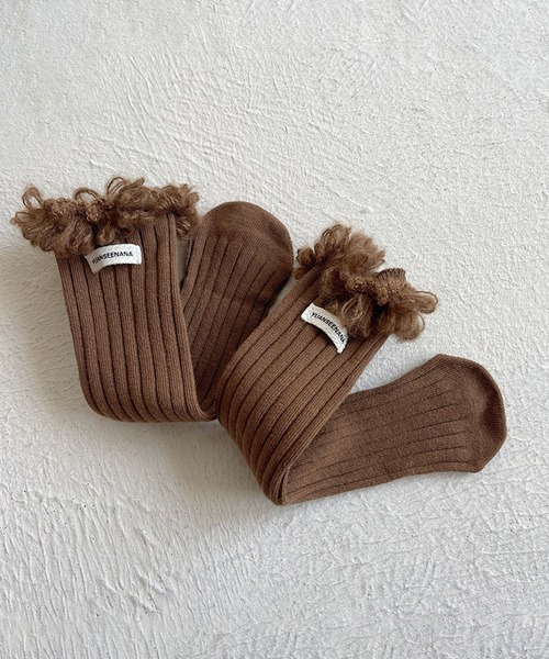 aimoha（アイモハ）の「【aimoha-KIDS-】フリンジリブソックス（ソックス/靴下・キッズ・ブラウン/ブラック/ベージュ/ライトグレー/ホワイト/モカ/ダークグレー/バーガンディー・FREE）」の19枚目の写真