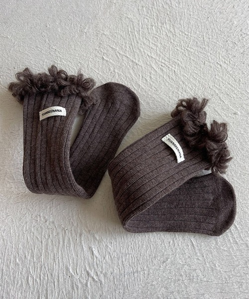 aimoha（アイモハ）の「【aimoha-KIDS-】フリンジリブソックス（ソックス/靴下・キッズ・ブラウン/ブラック/ベージュ/ライトグレー/ホワイト/モカ/ダークグレー/バーガンディー・FREE）」の22枚目の写真