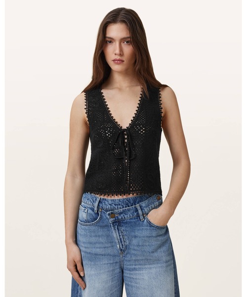 ベスト ジレ FLORENCE CROCHET WAISTCOAT | FLORENCE クロシェ ウエストコート レディース ベスト ジレ Crochet Lace Vest / クロシェレースベスト